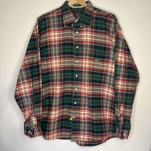Cinch Up Button-up Mens Cowboy Western Plaid Long Sleeve Shirt Size XL Red Green